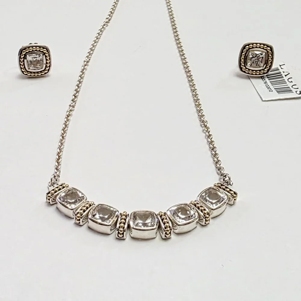 Lagos Rittenhouse Five Station White Topaz Necklace - Picture 15 of 16